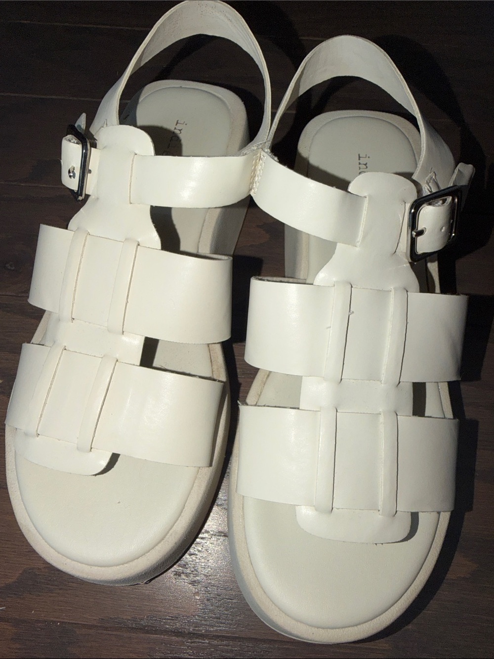 Indigo white Basket-Weave Leather Sandals